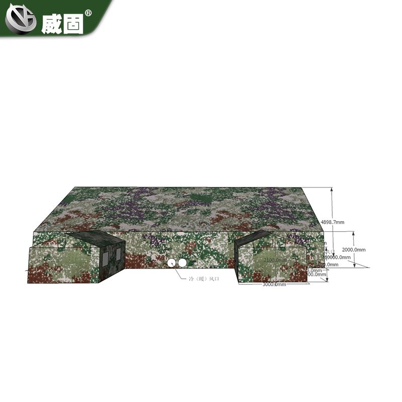 10×16新式迷彩指挥帐篷带2个耳房 